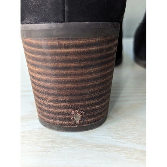 Lucky Brand Persee Boot Lace Up Zip Block Heel Black Leather Women's 10 - Picture 6 of 9